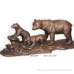 Garden Life Size Bronze Bear Family Statue